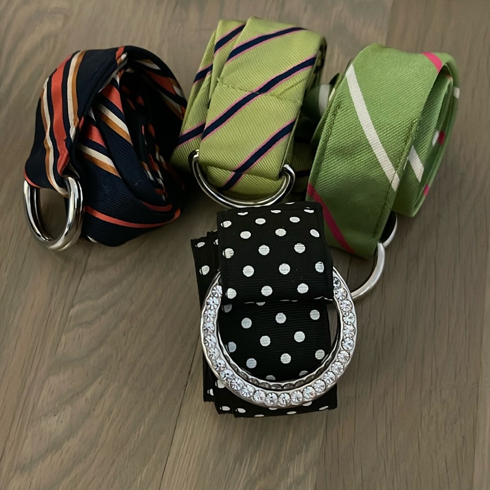 Four ribbon belts- jcrew, old navy, express